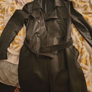 Miu Miu Black Leather Trench Coat